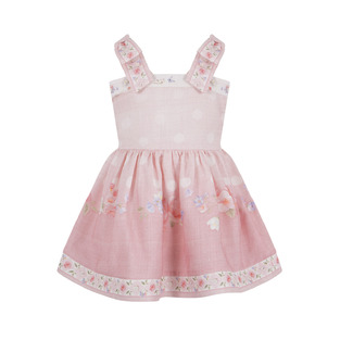 LAPIN HOUSE linen dress in pink color with cute flower print.