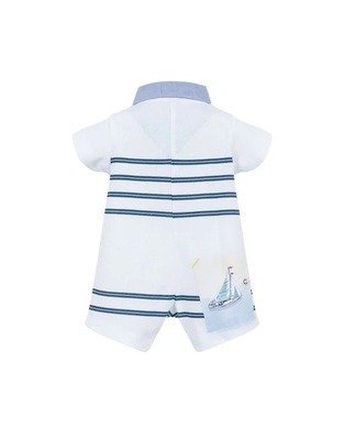 LAPIN HOUSE pique bodysuit in white color with nautical print.
