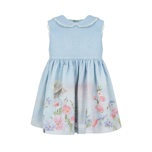 LAPIN HOUSE linen dress in siel color with floral print.