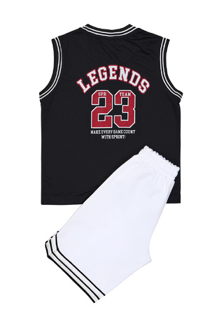 Σετ μπλούζα αμάνικη με βερμούδα SPRINT, σε μαύρο με λευκό χρώμα.