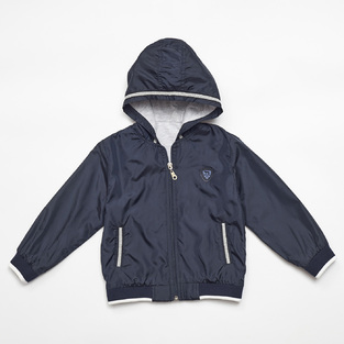HASHTAG seasonal jacket in blue color with hood.