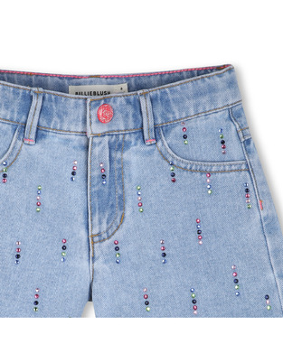 BILLIEBLUSH denim shorts with colorful studs on the front.