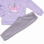 TRAX bodysuit set in lilac color with embossed unicorn print.