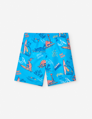 LOSAN bermuda swimsuit with dinosaur print, in turquoise color.
