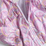 CHICCO seasonal jacket in lilac color with all over rainbow print.