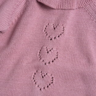 CHICCO knitted bodysuit in dark pink color with hearts.