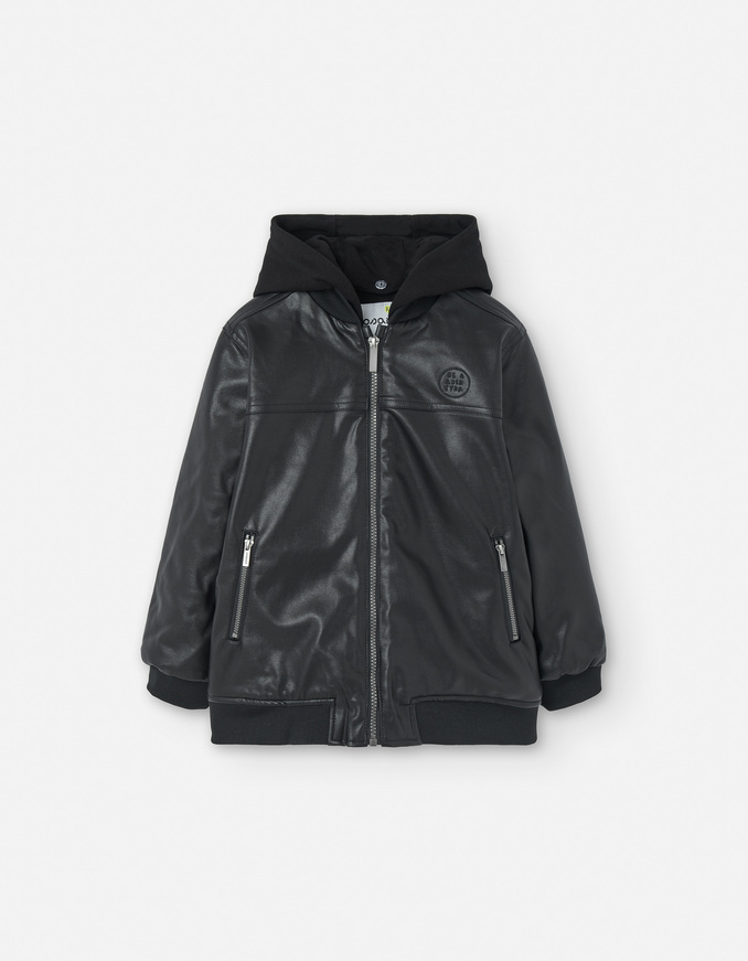 Δερμάτινο μπουφάν παρκά LOSAN σε χρώμα μαύρο.