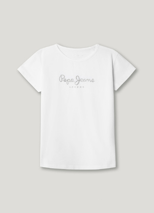 PEPE JEANS blouse in white with glitter.
