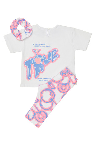 SPRINT leggings set in white with matching hair elastic.