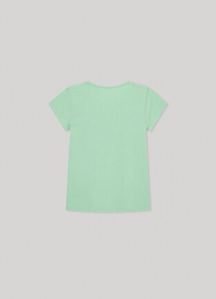 PEPE JEANS blouse in mint color with glitter print.