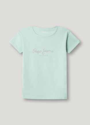 PEPE JEANS blouse in light blue with glitter.