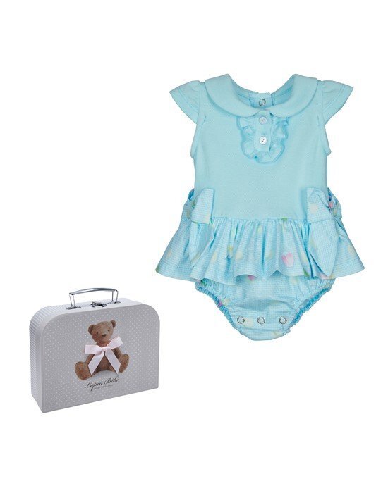 Lapin House jumpsuit with pique fabric bows.