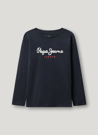 Βαμβακερή μπλούζα PEPE JEANS σε μπλε σκούρο χρώμα.