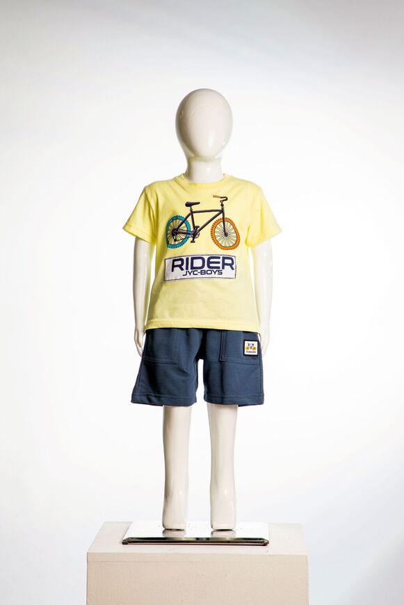 JOYCE shorts set, yellow printed blouse and cotton shorts.