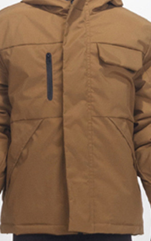 JOYCE jacket in brown color with built-in hood.