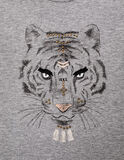 IKKS blouse in gray color with tiger print.