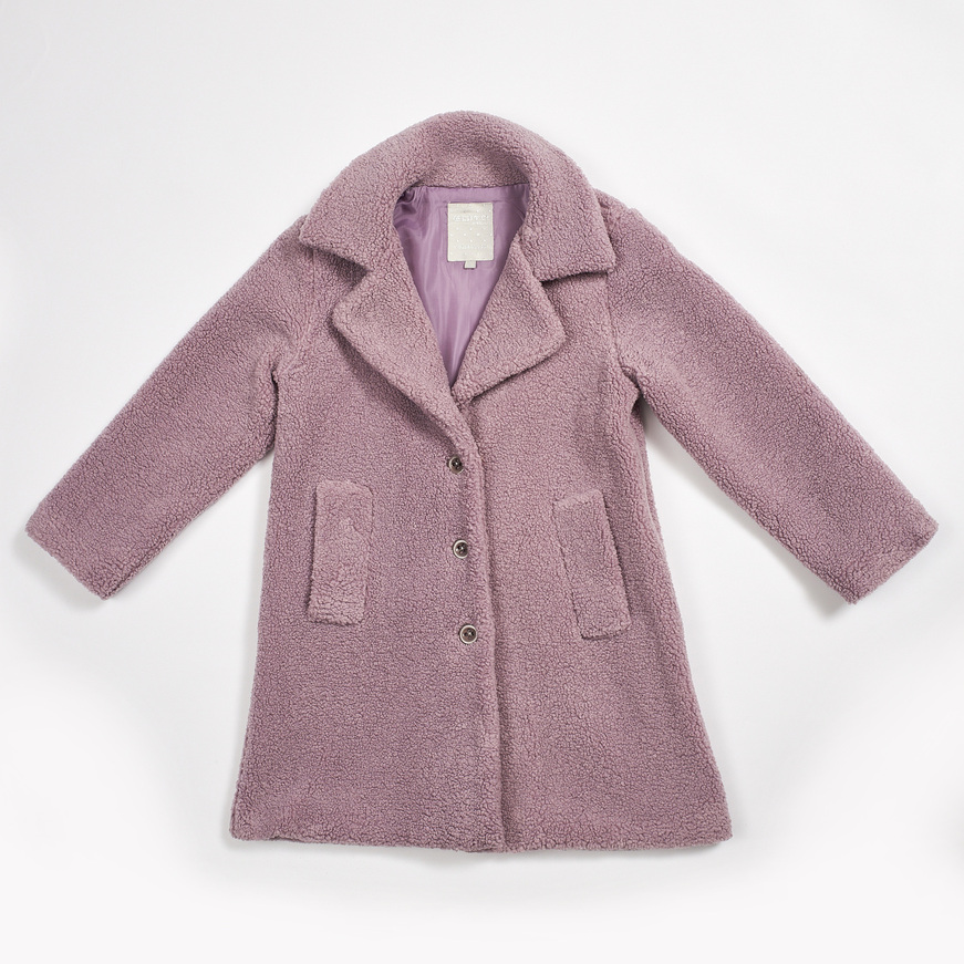 EVITA fur coat in lilac color.