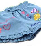 ORIGINAL MARINES denim shorts in blue color with floral embroidery.