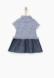 Ikks striped shirt style dress with embroidered stars and blue tulle at the bottom.