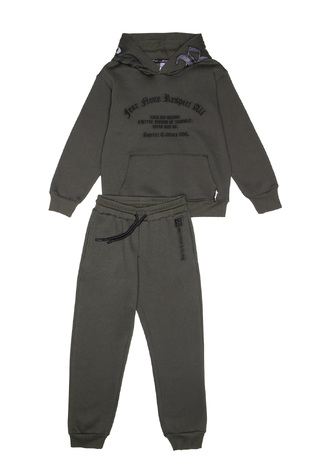 SPRINT jumpsuit set with built-in hood in khaki color.