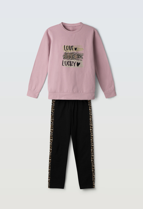 Σετ κολάν Ebita σε ροζ με μαύρο χρώμα.