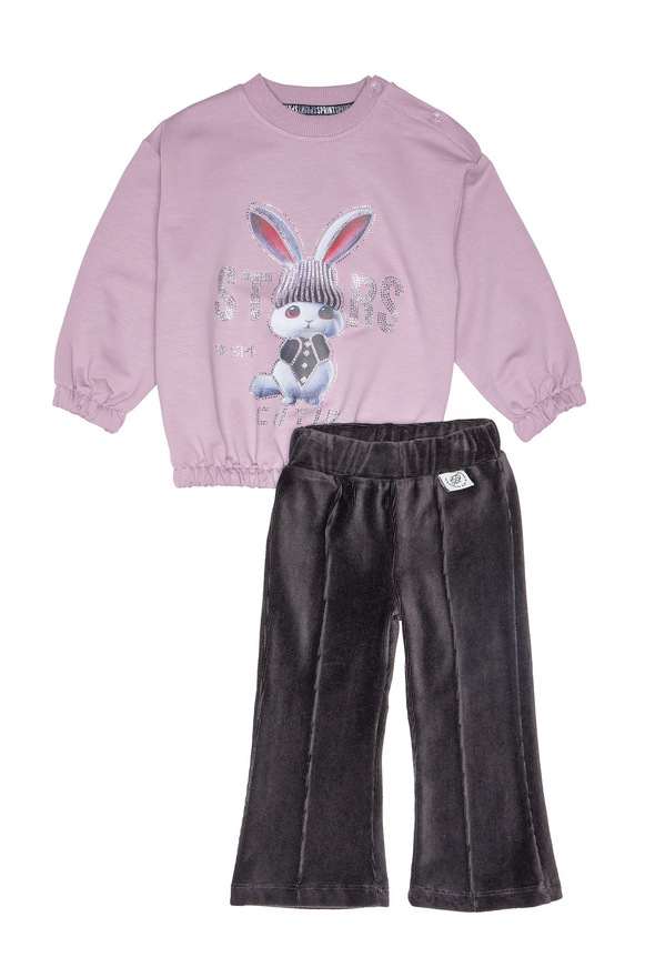 Σετ κολάν SPRINT με στρογγυλή λαιμόκοψη σε λιλά-γκρι χρώμα.