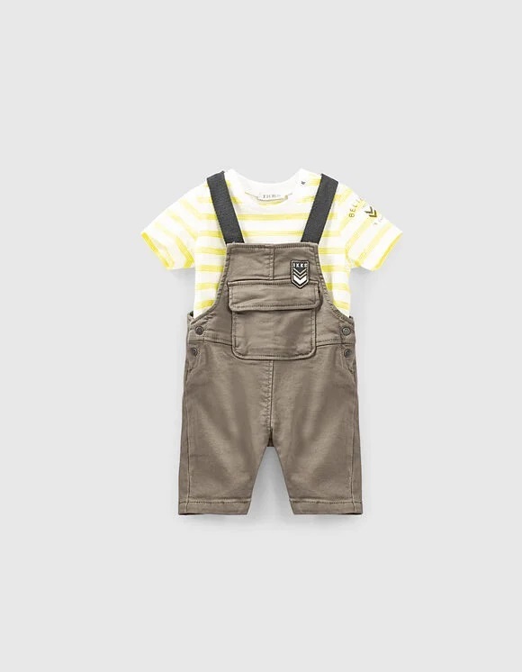 IKKS dungarees in khaki color with independent blouse inside.