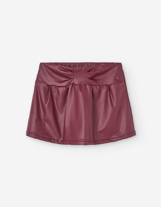 Δερμάτινο σορτς LOSAN σε μπορντώ χρώμα με όψη φούστας.