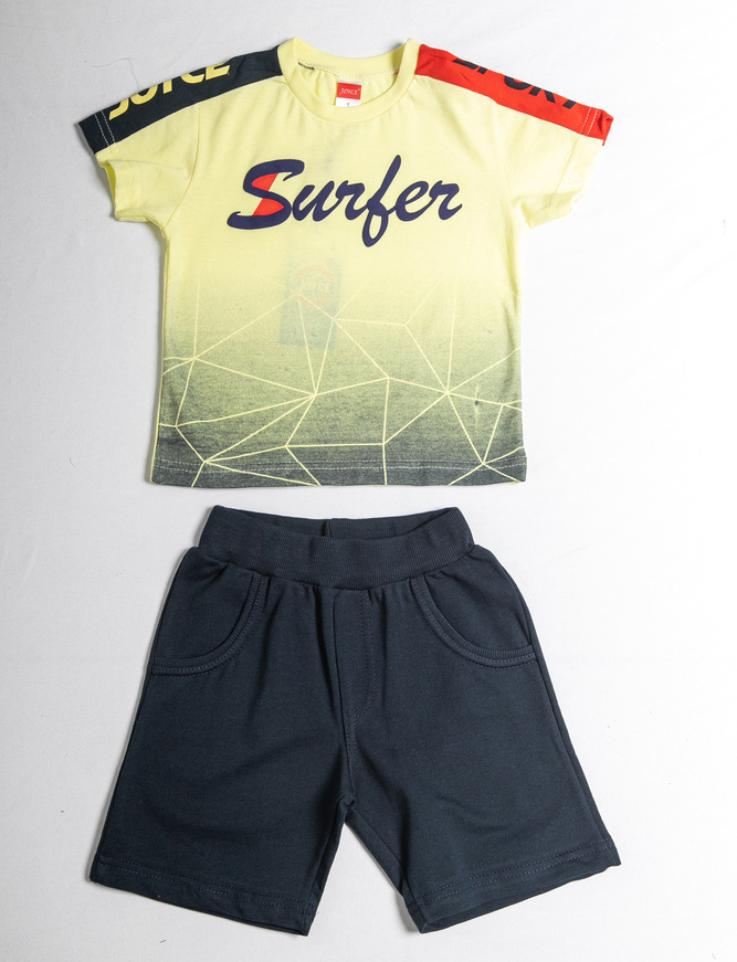 JOYCE cotton set, blouse in yellow color and bermuda shorts in black color.