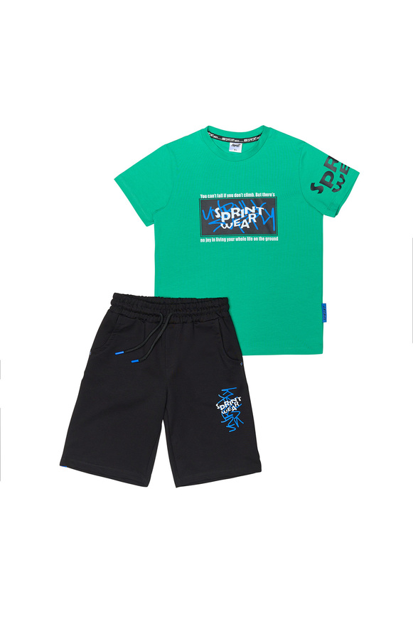 Σετ σορτς SPRINT σε πράσινο χρώμα με το λογότυπο "SPRINT WEAR".