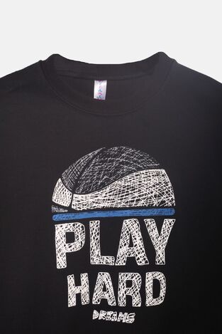 DREAMS pajamas in black with the "PLAY HARD" logo.