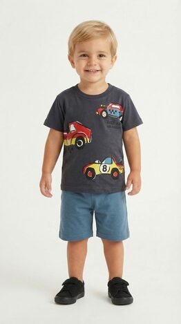 Σετ σορτς TRAX σε χρώμα ανθρακί με μπλε ραφ.