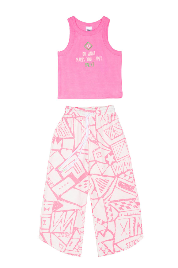 Seasonal SPRINT tracksuit set in pink with "DO WHAT MAKES YOU HAPPY" logo.