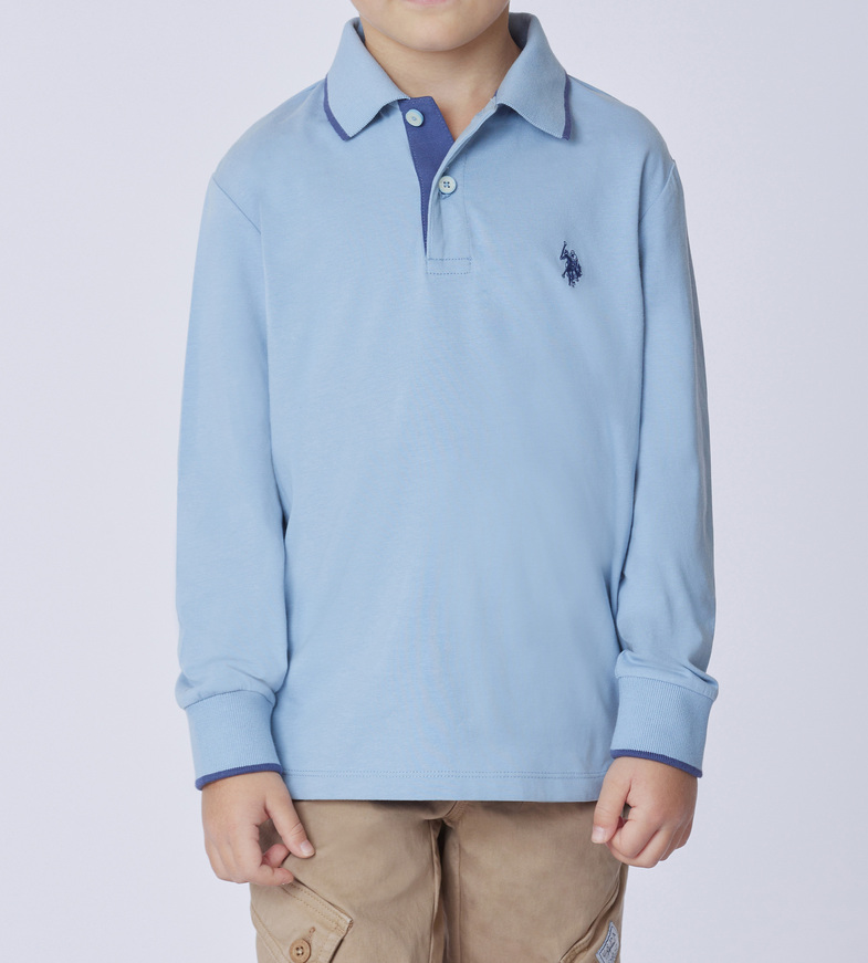 Μπλούζα polo πικέ U.S. POLO σε χρώμα σιέλ.