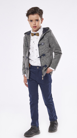 Set of 3 pcs. HASHTAG, montgomery coat, bow tie shirt and cloth pants.