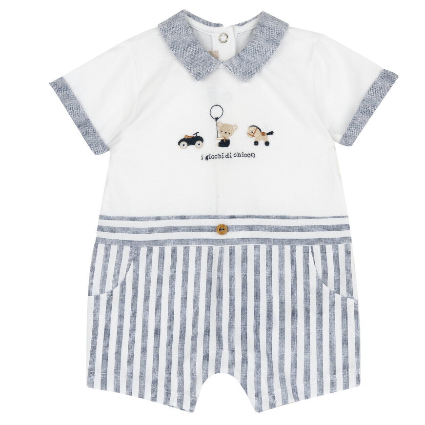 Φορμάκι CHICCO σε χρώμα λευκό με μπλε και γιακαδάκι.