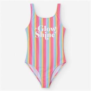 LOSAN one piece swimsuit in coral striped color.
