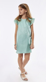EBITA dress in green color with matching bag.