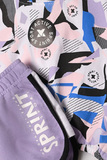 Set of SPRINT sweatshirt shorts in lilac color with all over print.