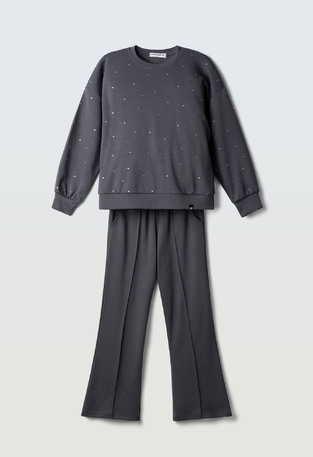 EVITA tracksuit set in charcoal color.