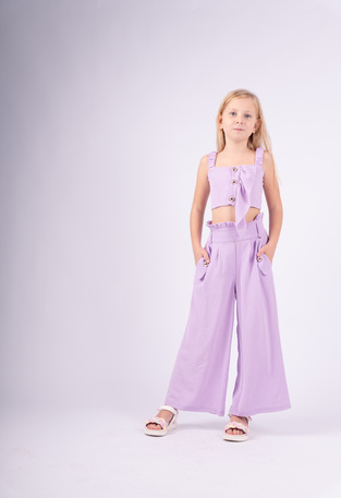EBITA pants set in lilac color with metallic details.