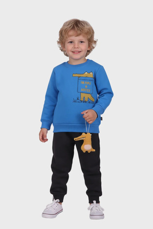 JUCE tracksuit set in light blue and charcoal.