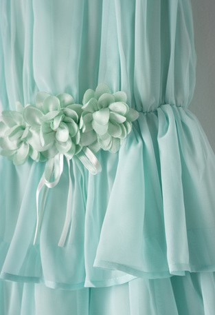 EBITA dress in mint color with frill design.