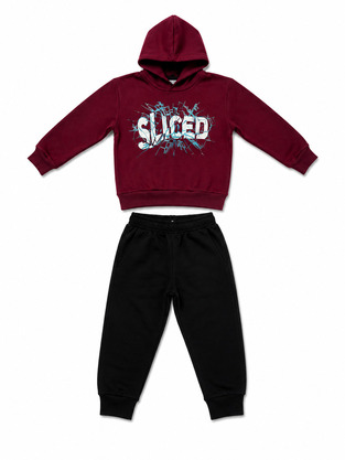 TRAX tracksuit set in burgundy and black.