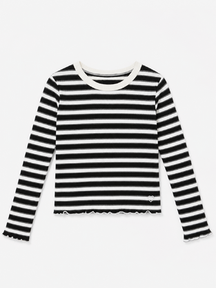 LOSAN ribbed blouse in black-white with striped pattern.