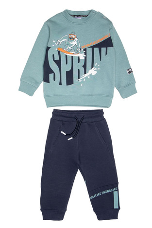 SPRINT tracksuit set with a round neck in mint-blue color.
