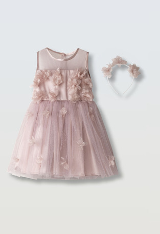 EVITA dress in dark pink with matching hair band.