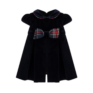 Velvet Lapin House dress in blue with cute plaid details.