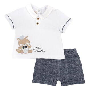 CHICCO shorts set in white color with denim design.