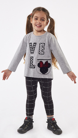 EBITA leggings set in gray with sequins in the shape of Minnie.